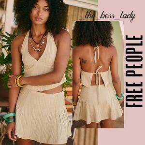 Free People skirt set co-ord top and midi skirt lace matching set boho Medium